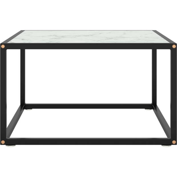 The Living Store Salontafel - praktische woonkamertafel - Glas/staal - 60 x 60 x 35 cm - Zwart/wit
