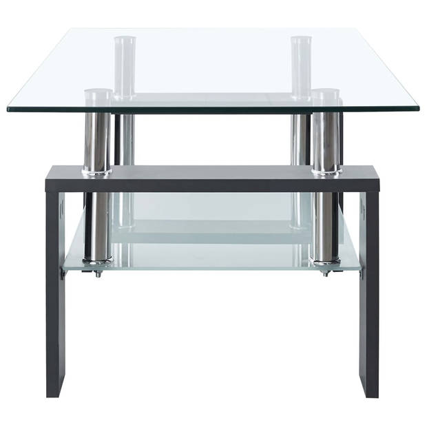 The Living Store Salontafel - Glas/Melamine - Grijs/Transparant - 95x55x40cm - 2-lagen