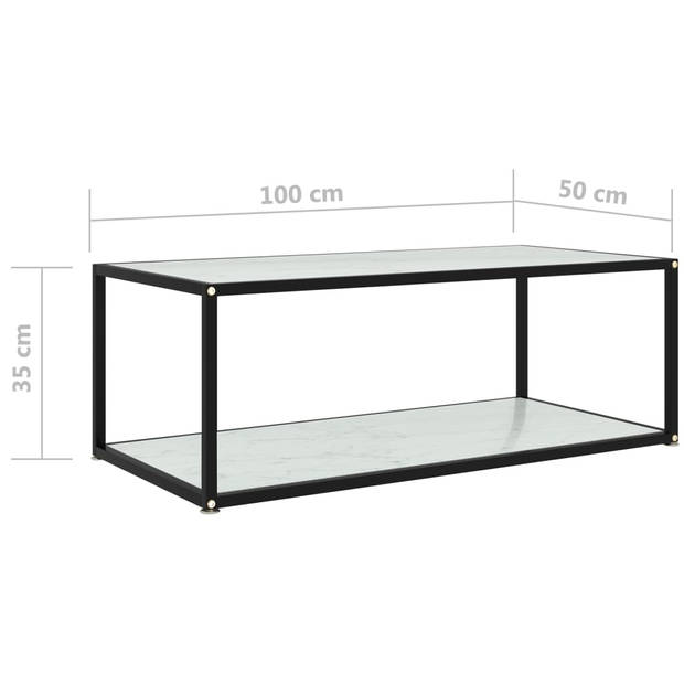 vidaXL Salontafel 100x50x35 cm gehard glas wit