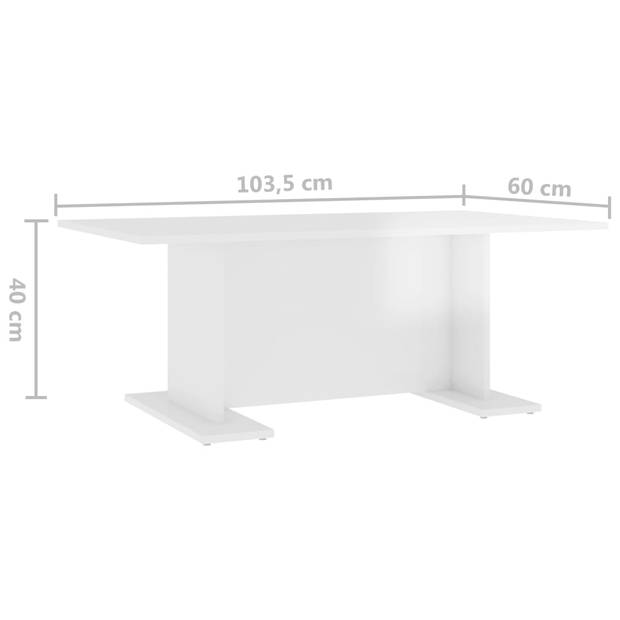 The Living Store Salontafel - Hoogglans wit - Spaanplaat - 103.5 x 60 x 40 cm - Montage vereist