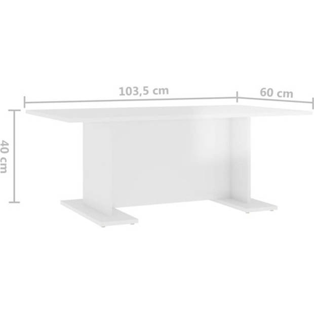 The Living Store Salontafel - Hoogglans wit - Spaanplaat - 103.5 x 60 x 40 cm - Montage vereist