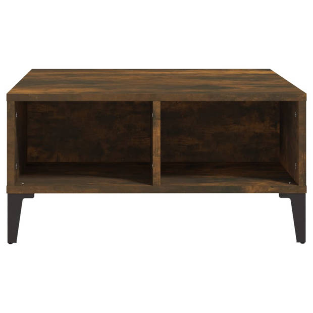 The Living Store Salontafel - Gerookt eiken - 60x60x30 cm - Bijzettafel met opbergschappen