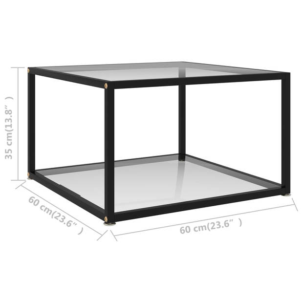 The Living Store Salontafel - Transparant Gehard Glas - 60 x 60 x 35 cm - 2 laags