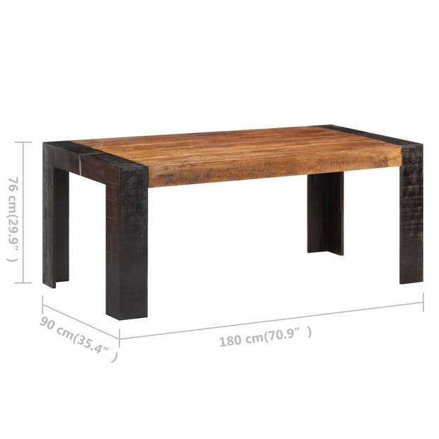 The Living Store Houten Eettafel - Industriële Stijl - 180x90x76 cm - Massief Mangohout