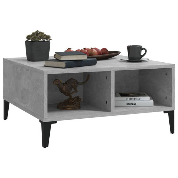 The Living Store Middentafel Spaanplaat - 60 x 60 x 30 cm - Betongrijs