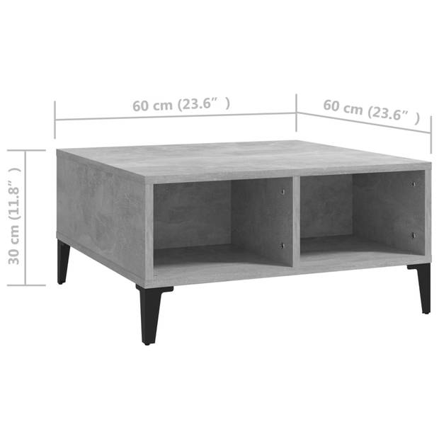 The Living Store Middentafel Spaanplaat - 60 x 60 x 30 cm - Betongrijs