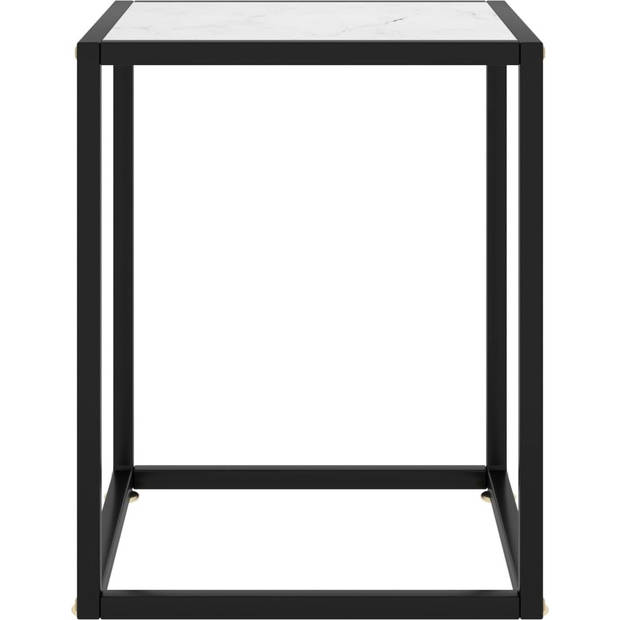 The Living Store Woonkamertafel - Salontafel - 40 x 40 x 50 cm - Gehard glas - Gepoedercoat staal