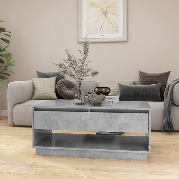 The Living Store Salontafel - Betongrijs - 102.5 x 55 x 44 cm - Lades