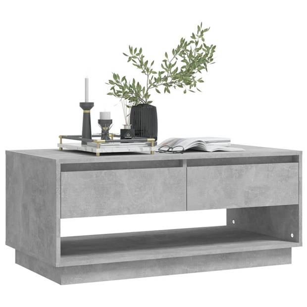 The Living Store Salontafel - Betongrijs - 102.5 x 55 x 44 cm - Lades