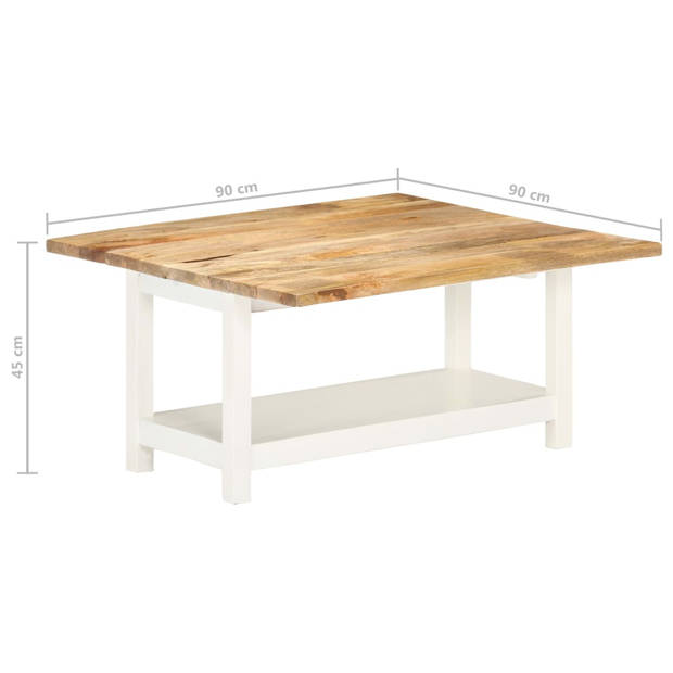 The Living Store Salontafel - Mangohout - Natuurlijke afwerking - 90x45x45cm - Verlengbaar