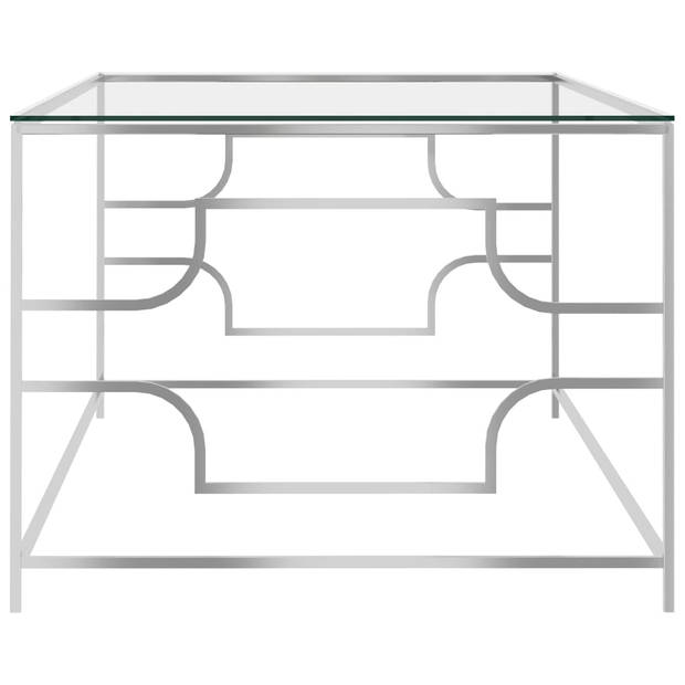 The Living Store Salontafel - 120 x 60 x 45 cm - Roestvrij staal en glas
