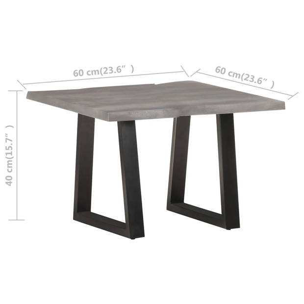 The Living Store Industriële Tafel - Massief Acaciahout/IJzer - Grijs - 60x60x40cm