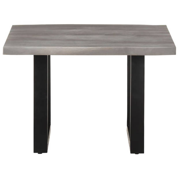 The Living Store Industriële Tafel - Massief Acaciahout/IJzer - Grijs - 60x60x40cm