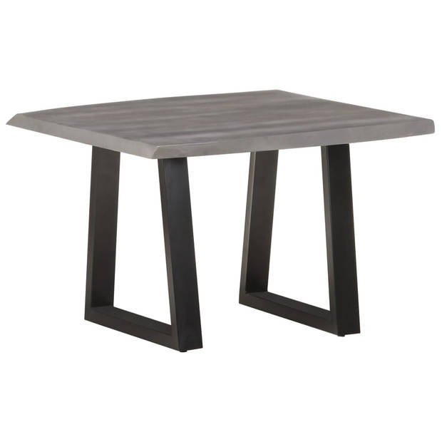 The Living Store Industriële Tafel - Massief Acaciahout/IJzer - Grijs - 60x60x40cm