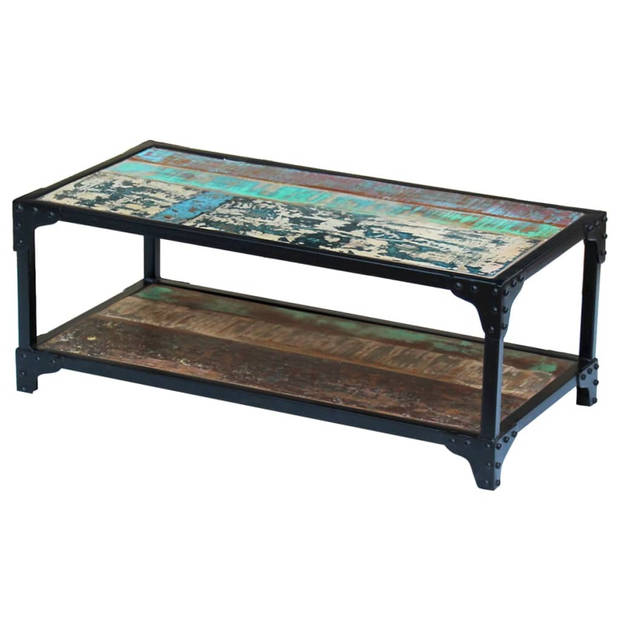 The Living Store Salontafel - Vintage Stijl - Gerecycled Hout - Stalen Frame - 90x45x35 cm