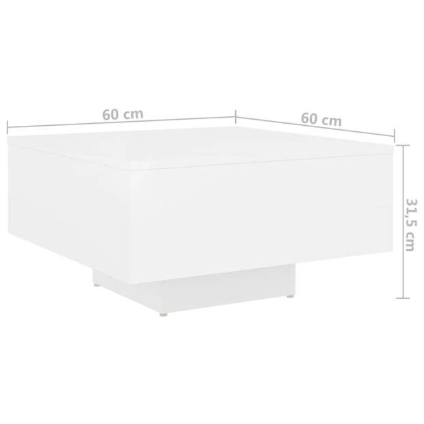The Living Store Salontafel - Wit - Spaanplaat - 60 x 60 x 31.5 cm - Stabiel en Duurzaam