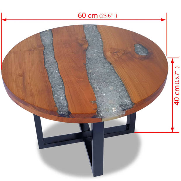 vidaXL Salontafel massief teakhout hars 60 cm