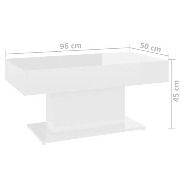 The Living Store Salontafel - Hoogglans wit - Spaanplaat - 96 x 50 x 45 cm