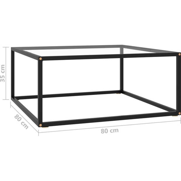 The Living Store Salontafel Zwart Gehard Glas - 80x80x35cm - Montage vereist