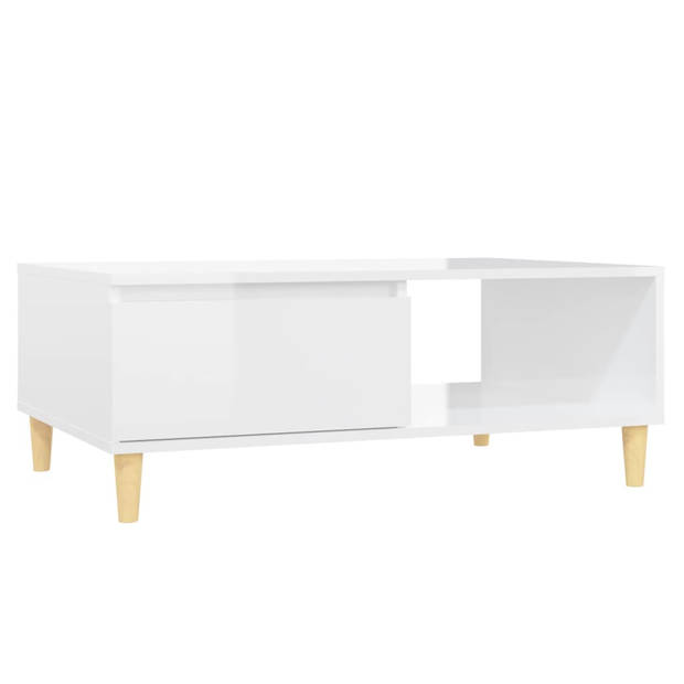 The Living Store Middentafel - Spaanplaat - 90 x 60 x 35 cm - Hoogglans wit