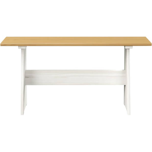 The Living Store Houten Eettafel - Grenenhout - 100x60x73 cm - Honingbruin en Wit