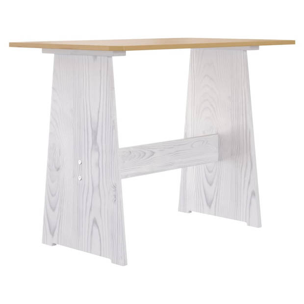 The Living Store Houten Eettafel - Grenenhout - 100x60x73 cm - Honingbruin en Wit