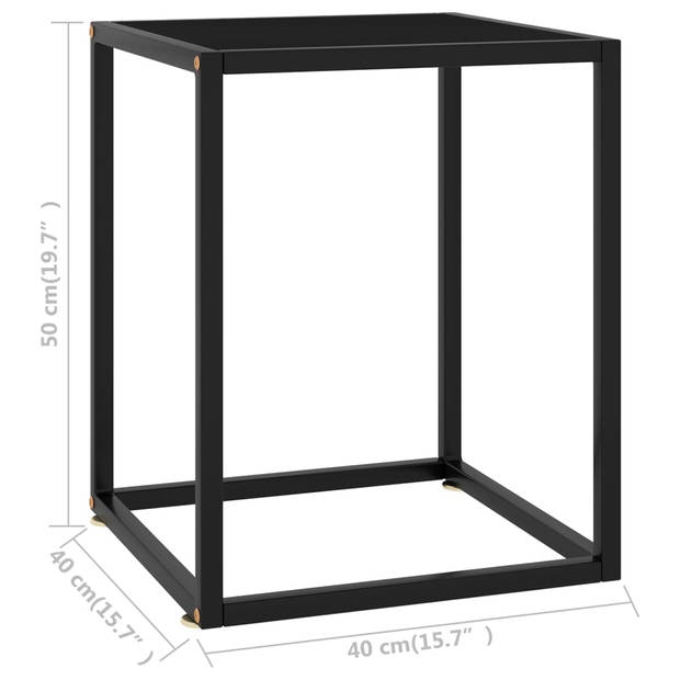 The Living Store Salontafel Modern Gehard Glas - 40 x 40 x 50 cm - Zwart
