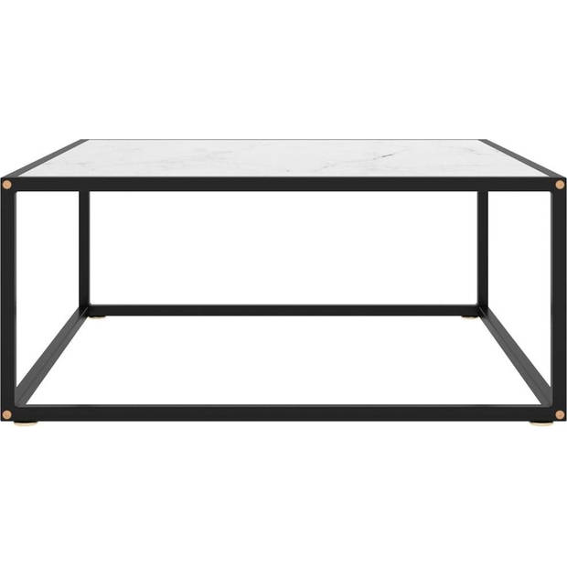 The Living Store Woonkamertafel Salontafel - 80 x 80 x 35 cm - Gehard Glas en Gepoedercoat Staal