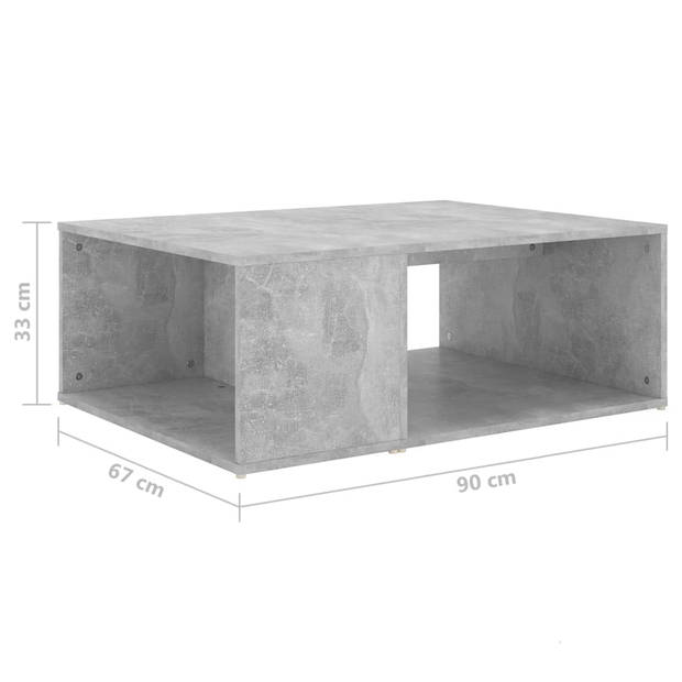 The Living Store Woonkamertafel - Betongrijs - 90x67x33 cm - 2 schappen