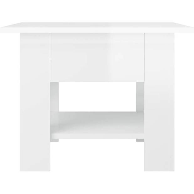 The Living Store Salontafel Wit - Hoogglans - 55 x 55 x 42 cm - Opbergschap