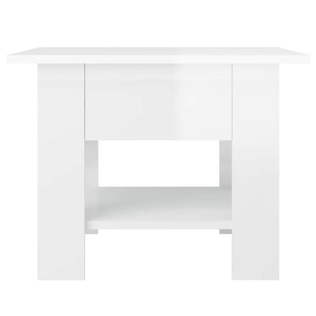 The Living Store Salontafel Wit - Hoogglans - 55 x 55 x 42 cm - Opbergschap