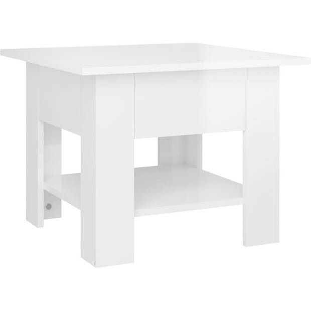 The Living Store Salontafel Wit - Hoogglans - 55 x 55 x 42 cm - Opbergschap