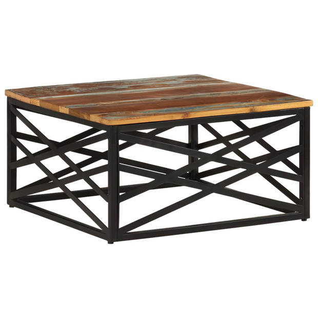 The Living Store Salontafel Industrial - 68 x 68 x 35 cm - Gerecycled Hout en Staal