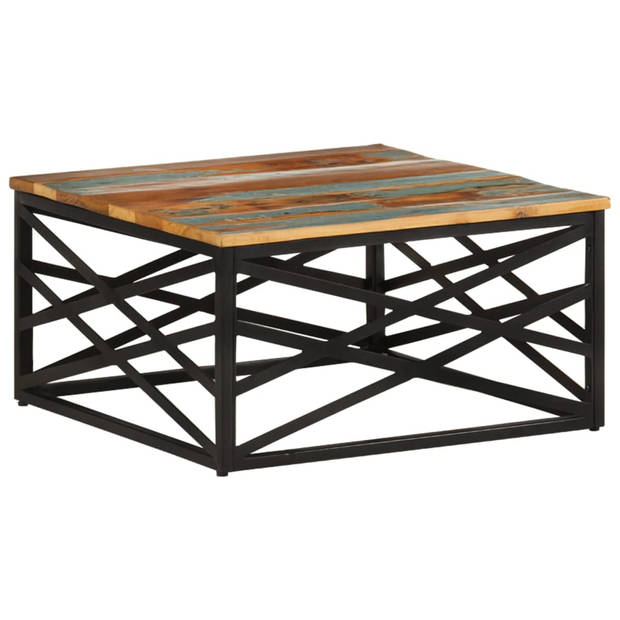 The Living Store Salontafel Industrial - 68 x 68 x 35 cm - Gerecycled Hout en Staal