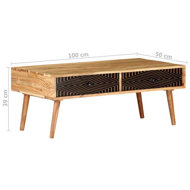 vidaXL Salontafel 100x50x39 cm massief acaciahout