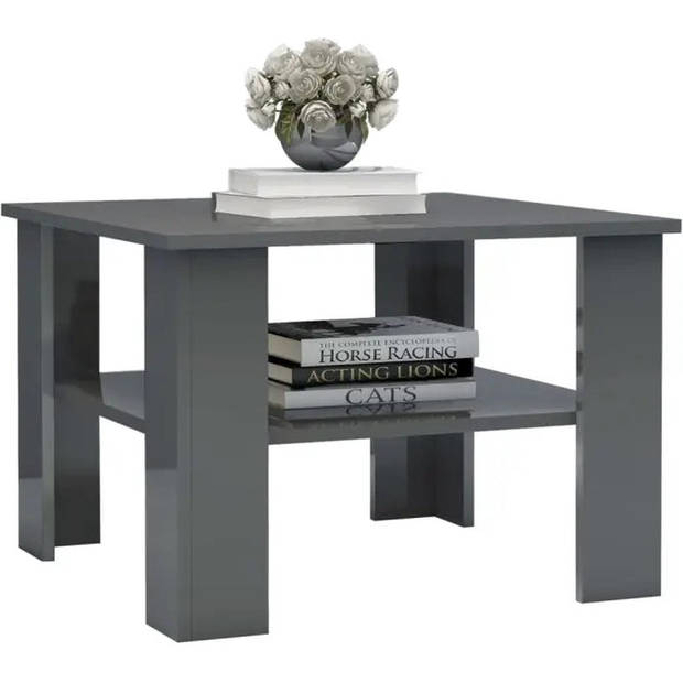 The Living Store Salontafel - Zwart Bewerkt Hout - 60x60x42cm - Stabiele en Duurzame Constructie