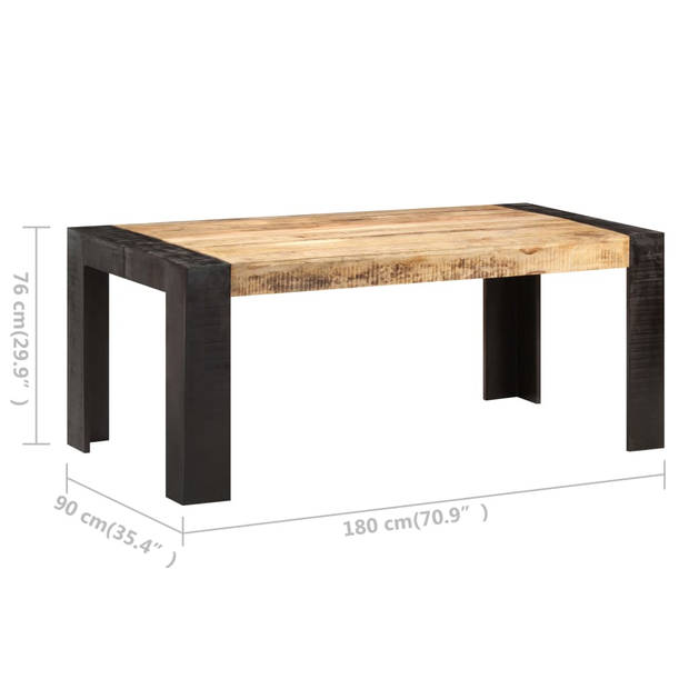 The Living Store Eettafel Industriële Stijl - Hout - 180 x 90 x 76 cm - Massief Ruw Mangohout