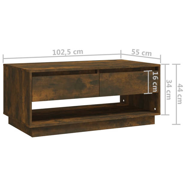 The Living Store Banktafel - Salontafel - 102.5 x 55 x 44 cm - Gerookt eiken