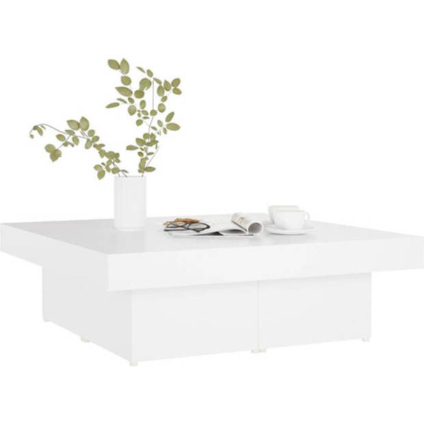 The Living Store Salontafel- Middelste tafel - Stabiel - Duurzaam - 90x90x28 cm - Wit - Spaanplaat