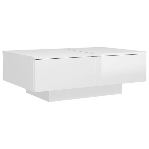 The Living Store Salontafel - Hoogglans wit - 90 x 60 x 31 cm - spaanplaat - Montage vereist