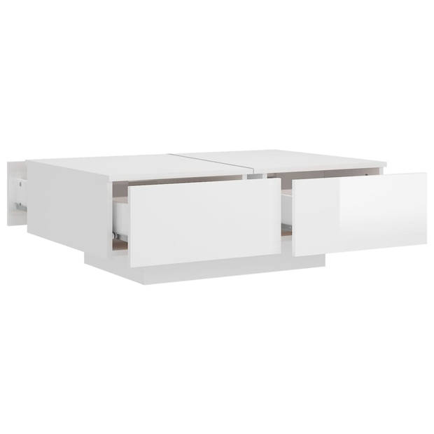 The Living Store Salontafel - Hoogglans wit - 90 x 60 x 31 cm - spaanplaat - Montage vereist