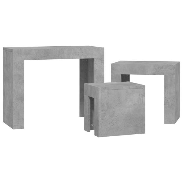 vidaXL 3-delige Tafeltjesset bewerkt hout betongrijs