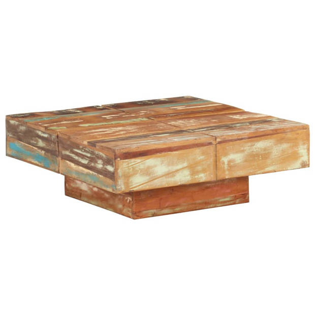 The Living Store Houten Tafel - Woonkamer meubel - 80 x 80 x 28 cm - Gerecycled hout