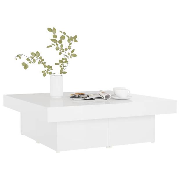 The Living Store Salontafel - Hoogglans wit - 90 x 90 x 28 cm - Stabiel en duurzaam - Eenvoudig te onderhouden