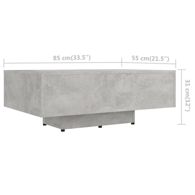 The Living Store Tafel Betongrijs 85 x 55 x 31 cm - Stevige spaanplaat