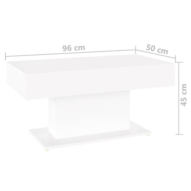 The Living Store Salontafel - Wit - Spaanplaat - 96x50x45 cm - Stabiel - Duurzaam