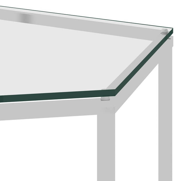 vidaXL Salontafel 60x53x50 cm roestvrij staal en glas zilverkleurig