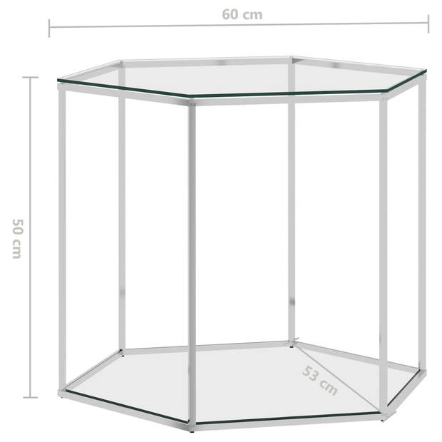 The Living Store Salontafel - RVS en Glas - 60 x 53 x 50 cm - Duurzaam