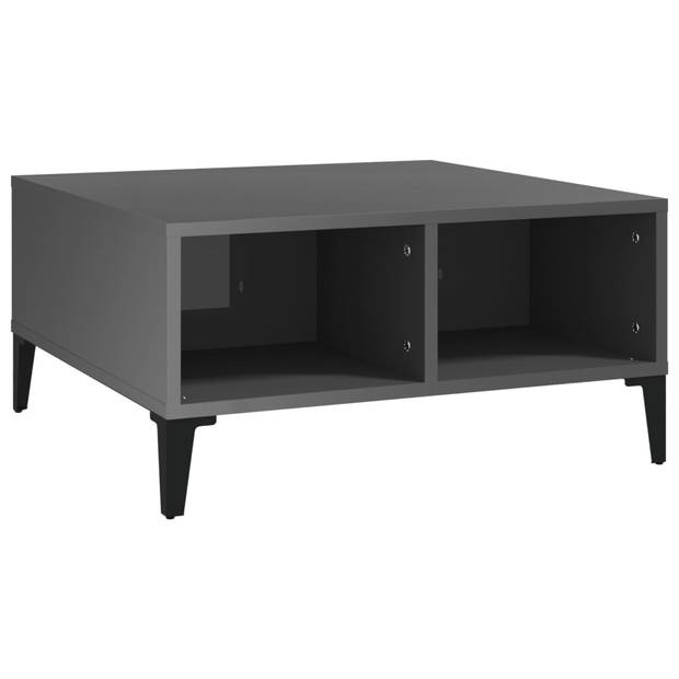 The Living Store Middentafel - Hoogglans Grijs - 60 x 60 x 30 cm - Spaanplaat/Metaal