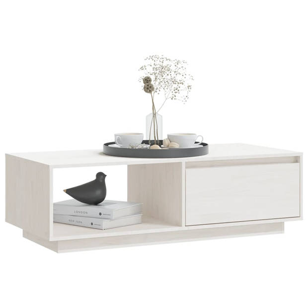 The Living Store Banktafel Modern Massief Grenenhout 110x50x33.5 - Wit